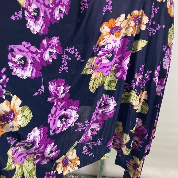 Plunge Neck Floral Tie Back Scalloped High Low Hem Line Dress Size M - Picture 4 of 10